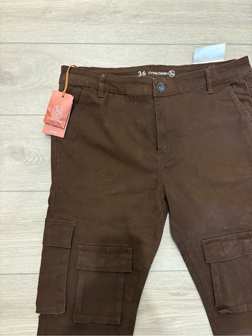CRYSP Denim Men’s Fisher Stacked Cargo Pant ‘Brown’ - Picture 3 of 6
